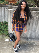 Two Piece Plaid Print Skirt Suits