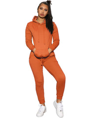 Zweiteiliges Set mit einfarbigem Kapuzenpullover und langen Hosen