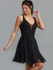 Minivestidos de gasa con lentejuelas, sin mangas y patchwork