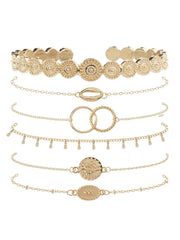 Sechsteilige minimalistische Muschelarmbänder