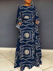 Langärmliges, figurbetontes Maxikleid mit Leopardenmuster