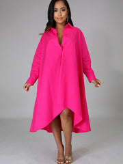 Langärmliges, lockeres Maxi-Hemdkleid