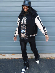 Chaquetas de béisbol de manga larga con estampado de esqueleto