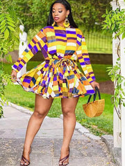 Minivestidos de manga larga con bloques de color