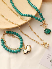 Conjuntos de collar y pulsera de cadena de cuentas multicapa