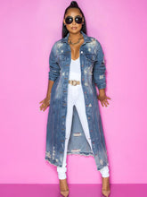 Denim Langarm Zerrissene Lange Mäntel