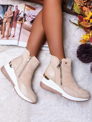 Botines de PU con cremallera lateral y parches