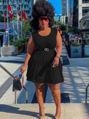 Ärmellose, einfarbige Minikleider mit Rundhalsausschnitt