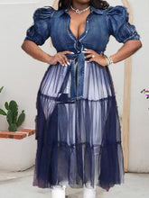 Tops de manga corta con parches de malla vaquera