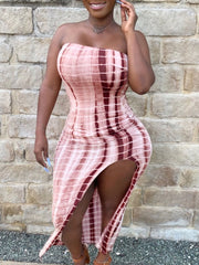 Vestidos midi ajustados, estampados, sin mangas y con hombros descubiertos