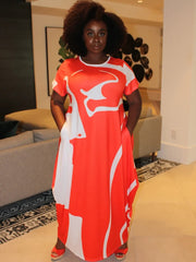 Kurzarm Bedruckte Freizeit-Maxikleider