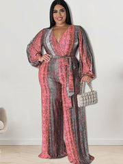 Jumpsuits mit langen Ärmeln und Batikmuster in Übergröße