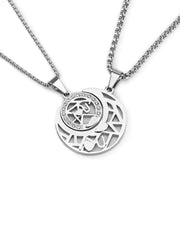 Collares de cadena de una pieza con luna y estrella para pareja