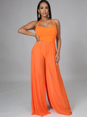 Einteiliger lässiger Neckholder-Chiffon-Jumpsuit
