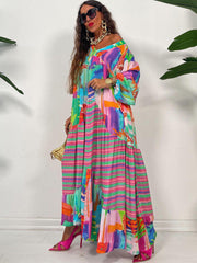 Long Sleeve Floral Print Bodycon Maxi Dresses