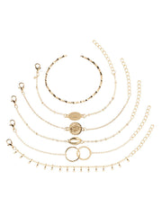 Sechsteilige minimalistische Muschelarmbänder