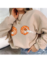 Suéter de manga larga con estampado de esqueleto de Halloween