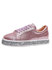 Zapatillas planas con cordones y brillo