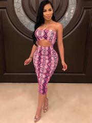 Schulterfreie Midikleider mit Cut-Out-Print