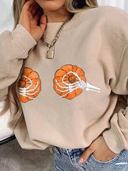 Suéter de manga larga con estampado de esqueleto de Halloween