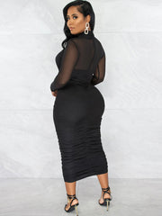 Mesh Criss-Cross Cut-Out Midi Dresses