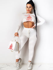 French Rib Two Piece Figure Print Pant Suits