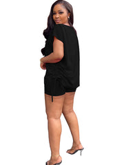 Two Piece Short Sleeve Tops Bodycon Shorts Set