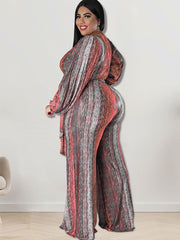 Jumpsuits mit langen Ärmeln und Batikmuster in Übergröße