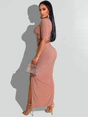 Two Piece Crop Top & Split Skirt Suits