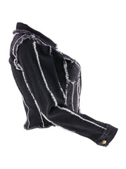 Denim-Jacken mit langen Ärmeln und zerrissenen Knöpfen