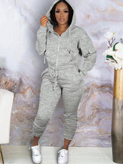 Sudadera con capucha de dos piezas, top corto y pantalones largos