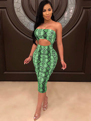 Schulterfreie Midikleider mit Cut-Out-Print