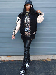 Chaquetas de béisbol de manga larga con estampado de esqueleto