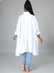 Tops de manga larga con solapa y botones