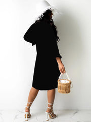 Halbarm Button-Down-Hemd Midi-Kleider