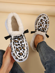 Zapatos planos sin cordones de leopardo, cálidos y duraderos