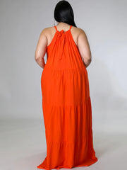 Neckholder-Ärmelloses Swing-Maxikleid mit Schnürung und Rüschen