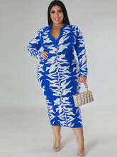 Long Sleeve Floral Print Bodycon Midi Dresses