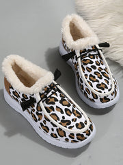 Zapatos planos sin cordones de leopardo, cálidos y duraderos