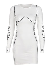 Minivestidos ajustados con estampado de manga larga