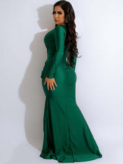 Vestidos maxi fruncidos de manga larga