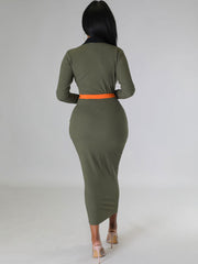 Vestidos midi de manga larga con bloques de color