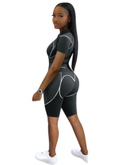 Two Piece Short Sleeve Top & Skinny Shorts