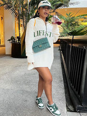 Suéteres de punto acanalado de manga larga con estampado de letras