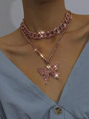 Collares en capas con colgantes de mariposa