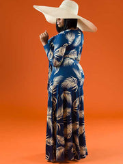 V Neck Floral Print Boho Maxi Dress