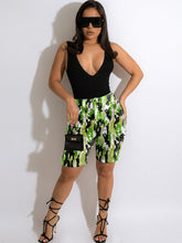 Denim High Waist Camouflage Print Shorts
