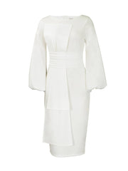 Asymmetrische, figurbetonte Midikleider mit Laternenärmeln