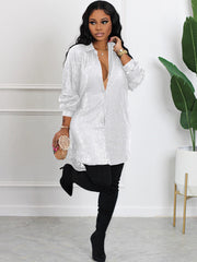 Camisas ajustadas de manga larga con parches de lentejuelas