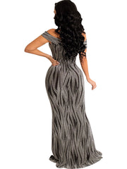 Vestidos largos ajustados con escote en V, sin mangas y hombros descubiertos